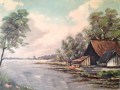 Paisaje con Lago y Cabaña de los años 30